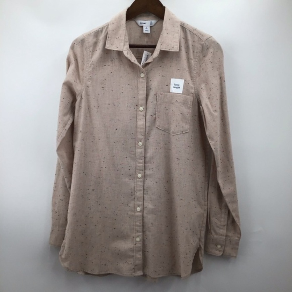 Old Navy The Tunic Shirt Beige Speckled Casual Shirt